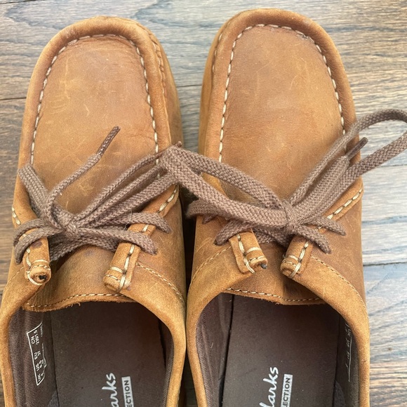Clarks Padmora Loafer Lace Up Leather in Brown Leather Platform Loafers 6.5M - Picture 9 of 10